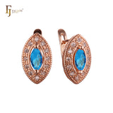 Pendientes Halo Marquesa en oro rosa de 14 quilates con circonitas cúbicas de colores marquesina