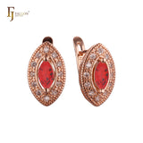 Pendientes Halo Marquesa en oro rosa de 14 quilates con circonitas cúbicas de colores marquesina