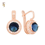 .Halo aretes de circonitas coloridas chapados en oro de 14K, oro rosa