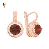 .Halo aretes de circonitas coloridas chapados en oro de 14K, oro rosa