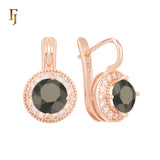 .Halo aretes de circonitas coloridas chapados en oro de 14K, oro rosa