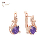 Pendientes Agile Birdy Solitaire en forma de lágrima, oro rosa, bicolor