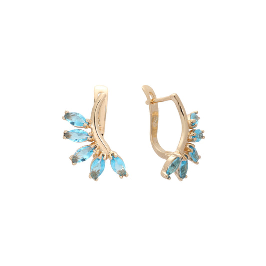 Pendientes de oro rosa con cinco piedras marquesinas