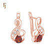 Solitaire teardrop pear shape stone Rose Gold Russian Lock Earrings