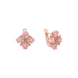 Pendientes de oro rosa en dos tonos con flor de circonitas cuadradas en racimo