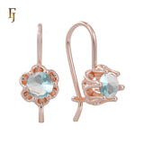 .Aretes solitarios de gancho de alambre con circonitas coloridas chapados en oro de 14 quilates, oro rosa