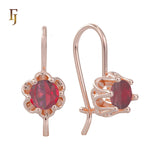 .Aretes solitarios de gancho de alambre con circonitas coloridas chapados en oro de 14 quilates, oro rosa