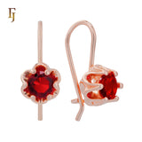 .Aretes solitarios de gancho de alambre con circonitas coloridas chapados en oro de 14 quilates, oro rosa