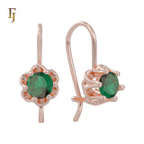 .Aretes solitarios de gancho de alambre con circonitas coloridas chapados en oro de 14 quilates, oro rosa