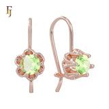 .Aretes solitarios de gancho de alambre con circonitas coloridas chapados en oro de 14 quilates, oro rosa