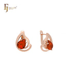 Solitär-Ohrringe in Tropfenform mit bunten Zirkonia in Roségold