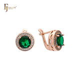 Brincos de halo Cluster em ouro 14K, ouro rosa, duas cores de revestimento