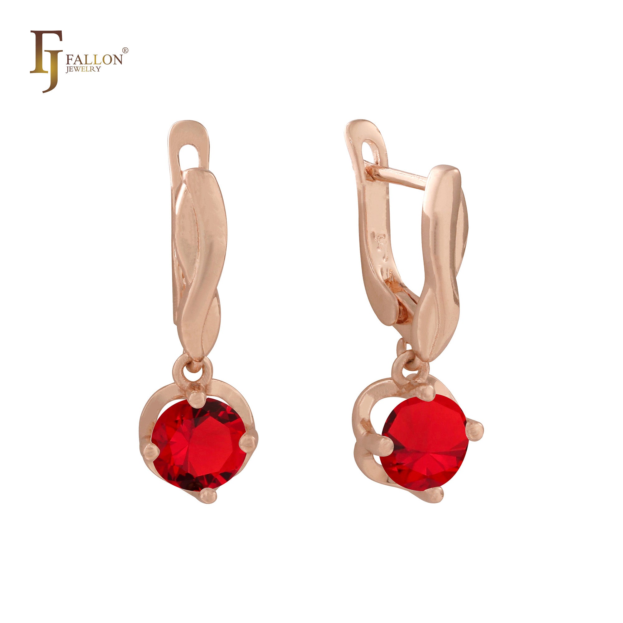 Aretes colgantes de oro rosa con solitario