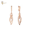 Elegant paved white CZs wires geometric Rose Gold drop Russian Lock Earrings