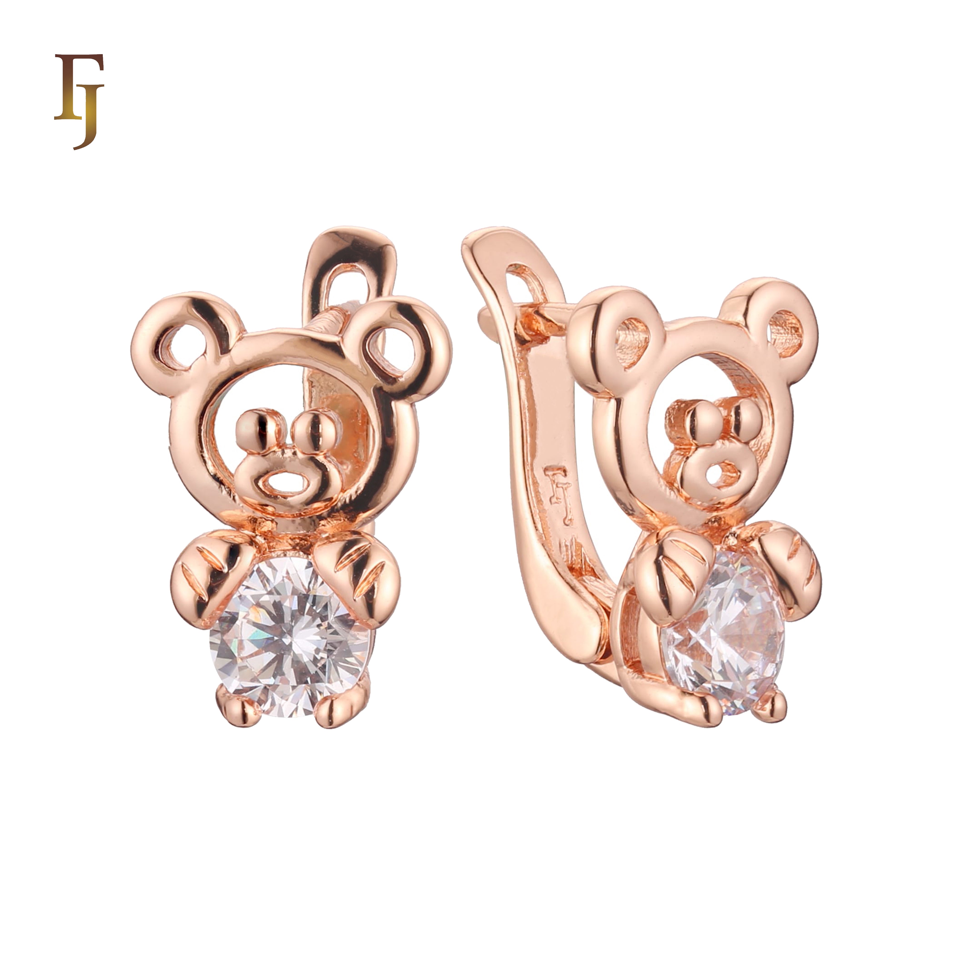 Детские серьги Bear из Жёлтое золото 585 пробы, Красное золото 585 пробы, двухцветного покрытия
