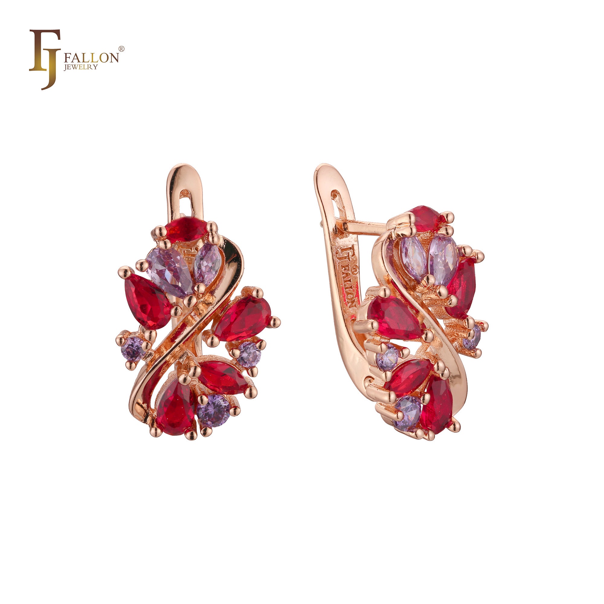 Aretes de racimo en Oro de 14K, baño de Oro Rosa colores