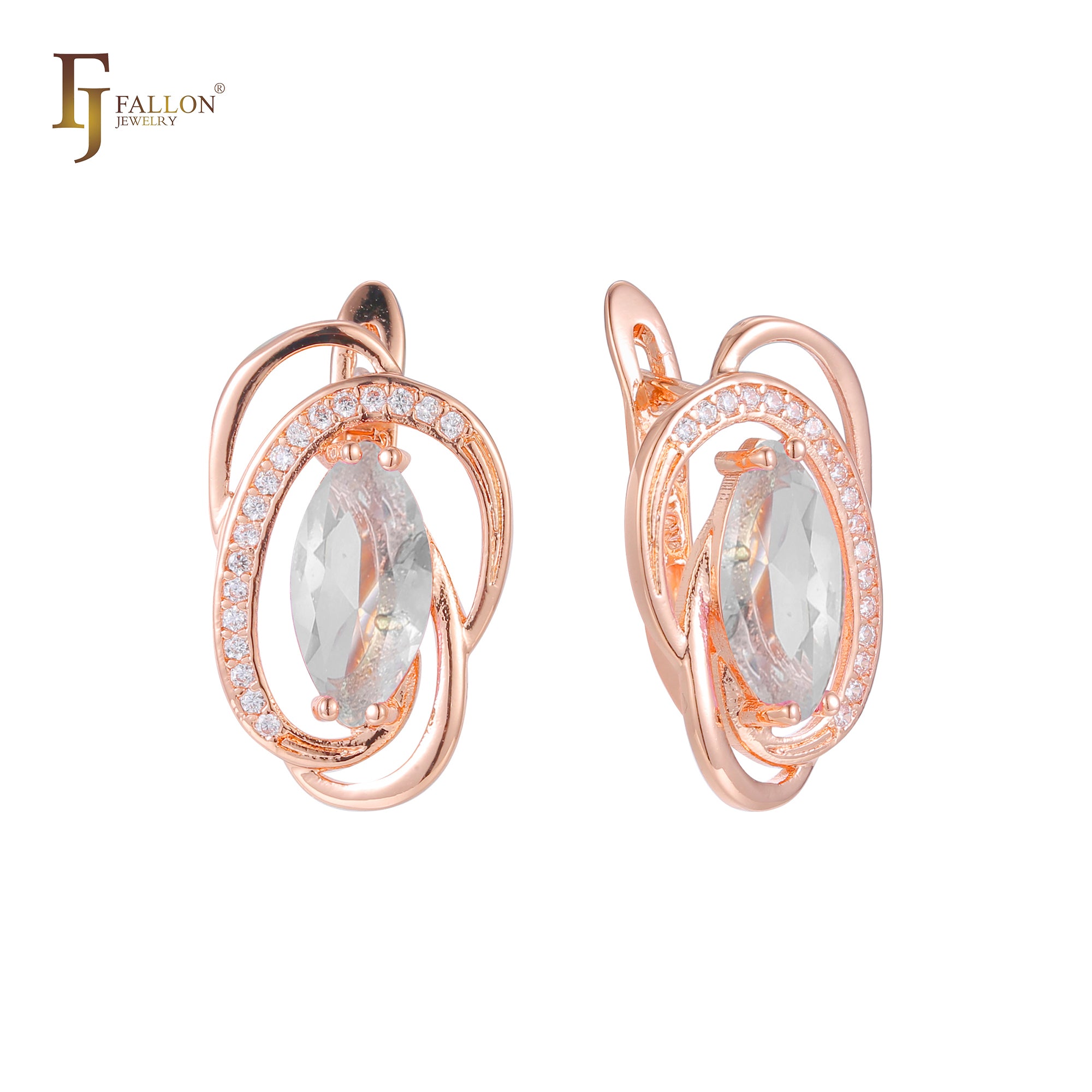 Серьги Solitaire Marquise из 14-каратного золота, розового золота, двухцветные