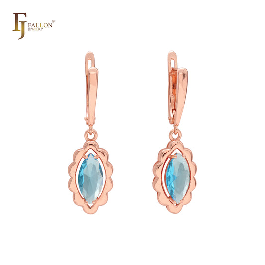 Серьги-подвески Marquise red Marquise CZ Rose Gold