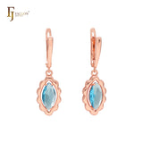 Серьги-подвески Marquise red Marquise CZ Rose Gold