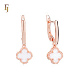 Серьги-клипсы Lucky из розового золота с черным или белым клевером