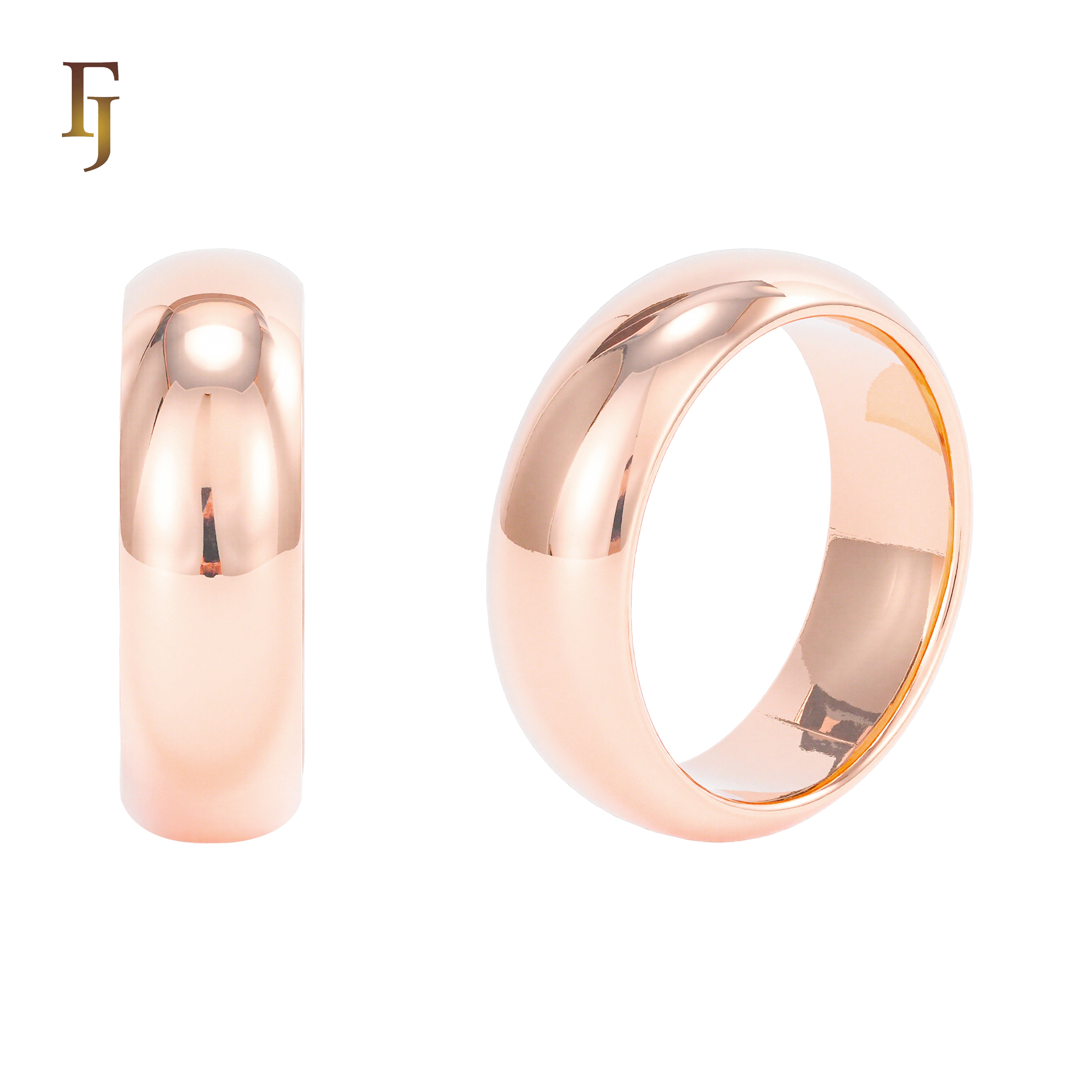 Anillos de boda de 6mm bañados en Oro Blanco, Oro de 14K, Oro de 18K, Oro Rosa