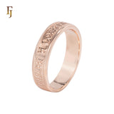 Orthodox Christian Rose Gold Ring with Church Slavonic Prayer Engraving – Unisex Religious Band – FJ Jewelry