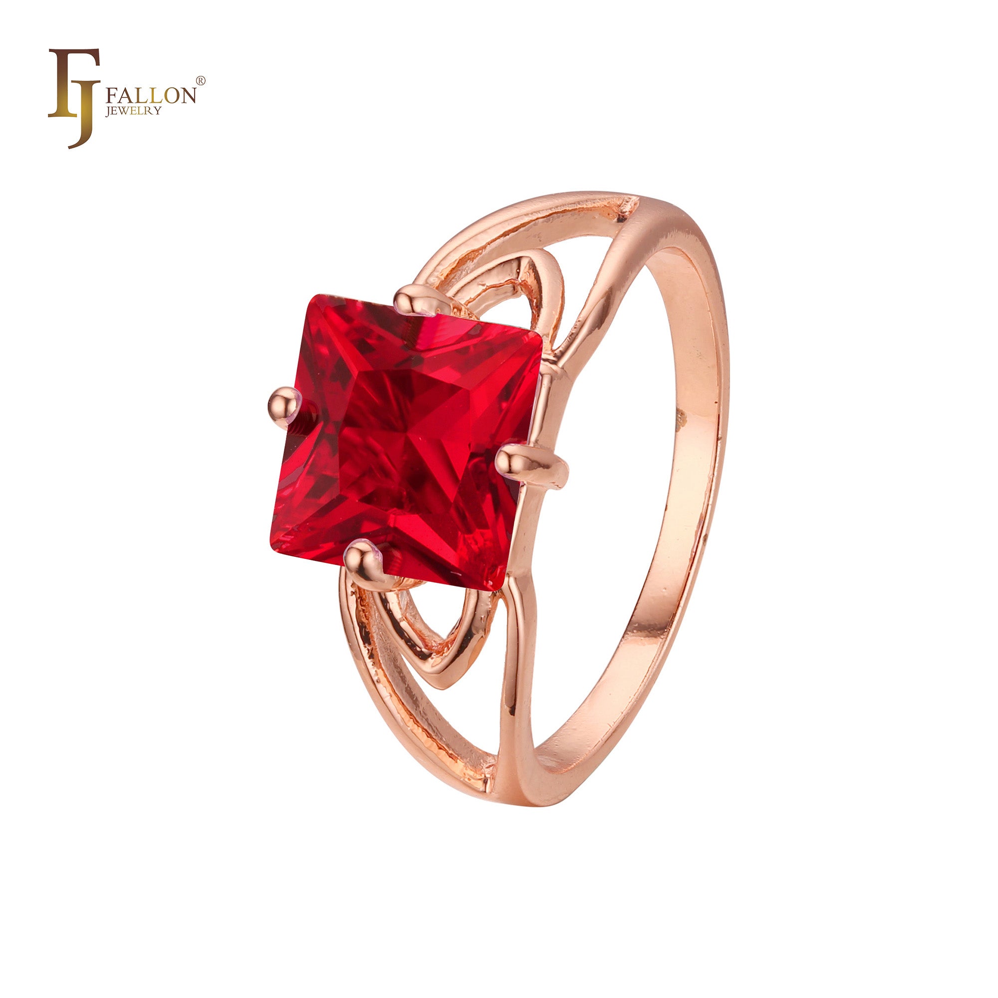 Solitario grandes piedras de colores talla esmeralda Oro Blanco, Anillos Oro Rosa