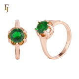 Anillos solitarios grandes con piedras redondas en Oro de 14K, baño de Oro Rosa en colores