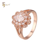 Oval Halo cluster white CZs Rose Gold Fashion Rings
