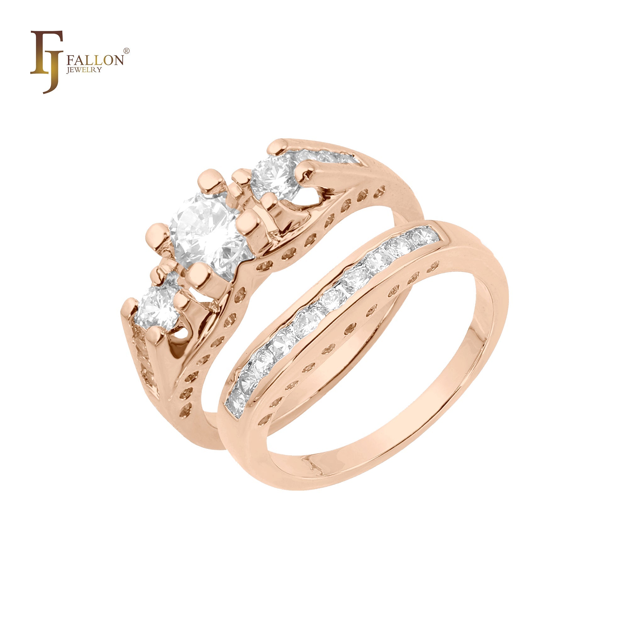 Anel empilhável em ouro 14K, ouro rosa e ouro branco