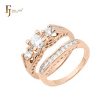 Anel empilhável em ouro 14K, ouro rosa e ouro branco