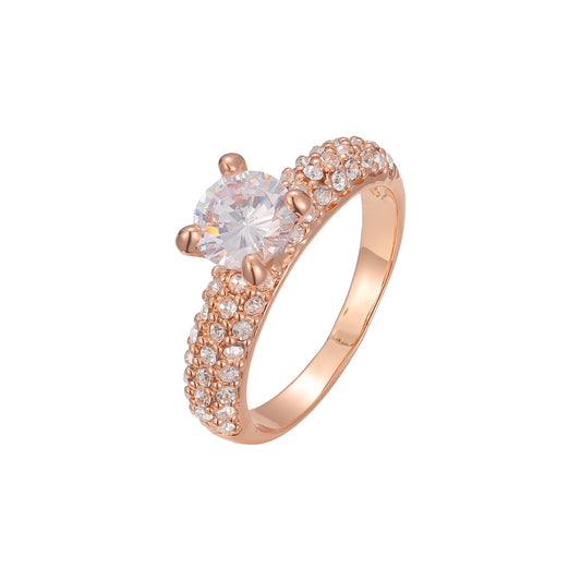 Anillos solitarios adoquines en oro de 18 quilates, oro blanco, Oro 14K, colores de baño de oro rosa