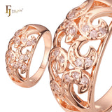 Anéis de cluster em ouro 14K, cores banhadas a ouro rosa