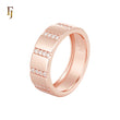 Geometric Cubic Zirconia Wide Band Ring Rose Gold Plated Hypoallergenic Tarnish Resistant Jewelry FJ Fallon Jewelry