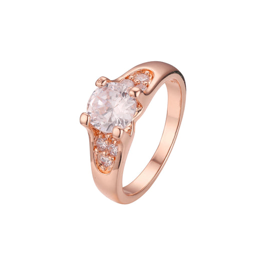 Anillos Solitario en Oro de 14K, baño de Oro Rosa colores