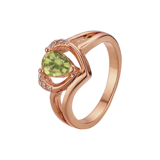 Solitario lágrima cúbico colorido corazón zc oro de 14 quilates, anillos de moda de oro rosa