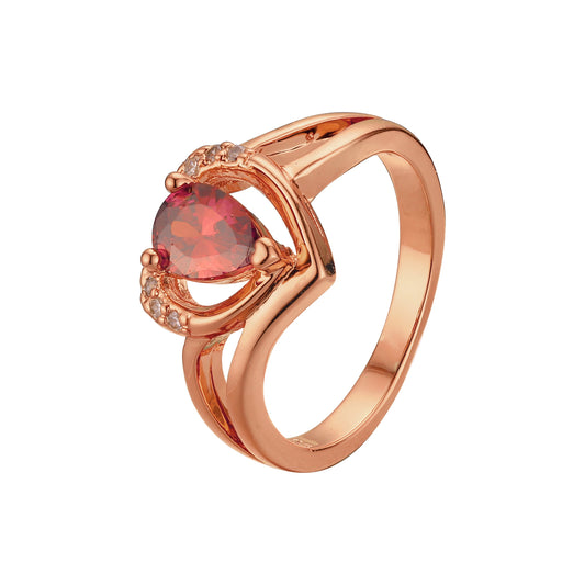 Solitario lágrima cúbico colorido corazón zc oro de 14 quilates, anillos de moda de oro rosa