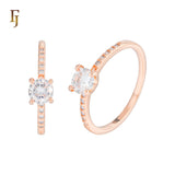 Anillos solitarios de oro rosa adoquines