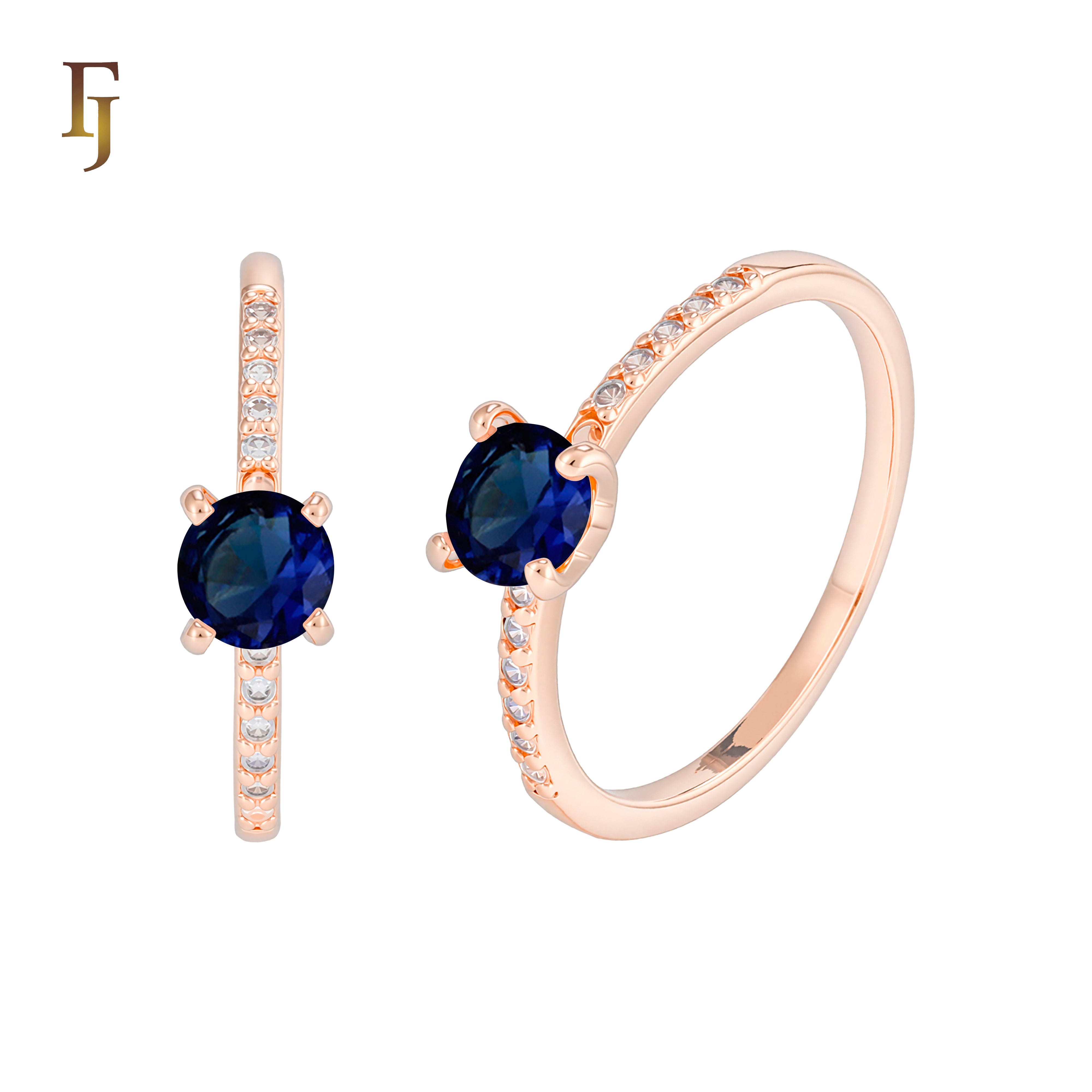 Anillos solitarios de oro rosa adoquines