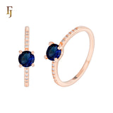 Anillos solitarios de oro rosa adoquines