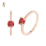Anillos solitarios de oro rosa adoquines