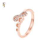 Infinity Heart Cubic Zirconia Ring Rose Gold Plated Hypoallergenic Tarnish Resistant Jewelry FJ Fallon Jewelry