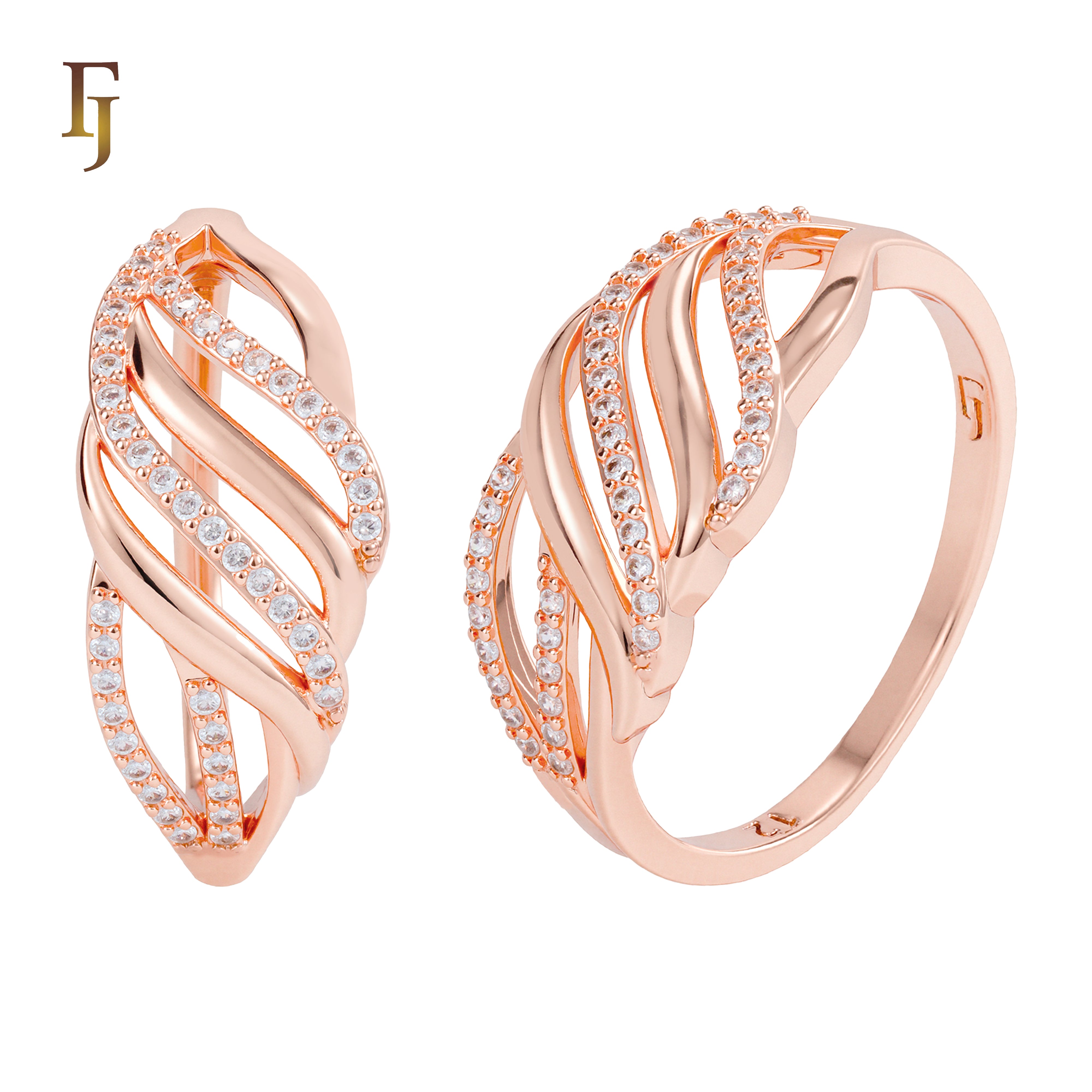 .Anillos de moda en oro de 14 quilates, colores chapados en oro rosa.