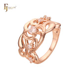 Thousand leaves with white CZs Rose Gold Fashion Rings