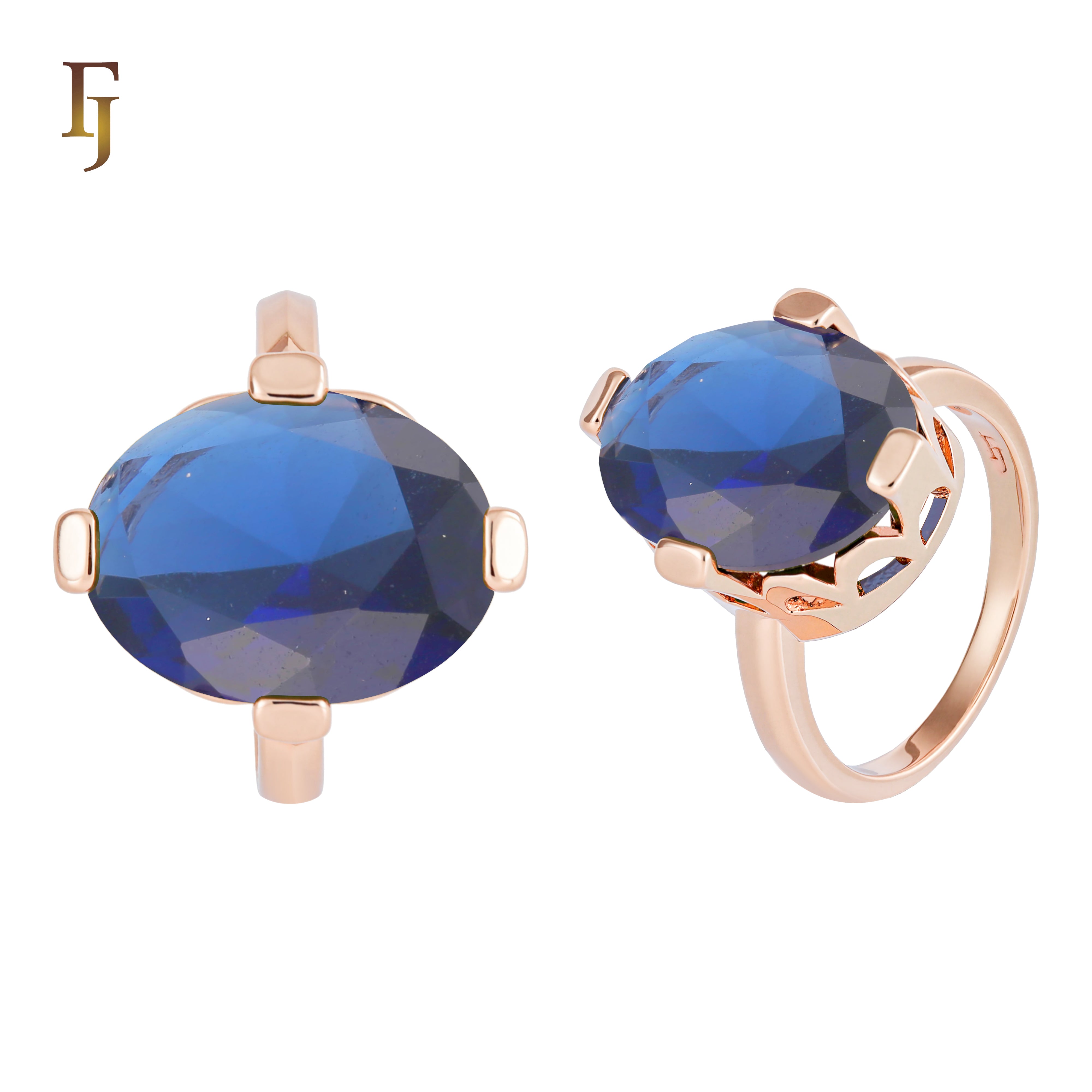 Anillos solitarios de oro rosa con piedras grandes gigantes