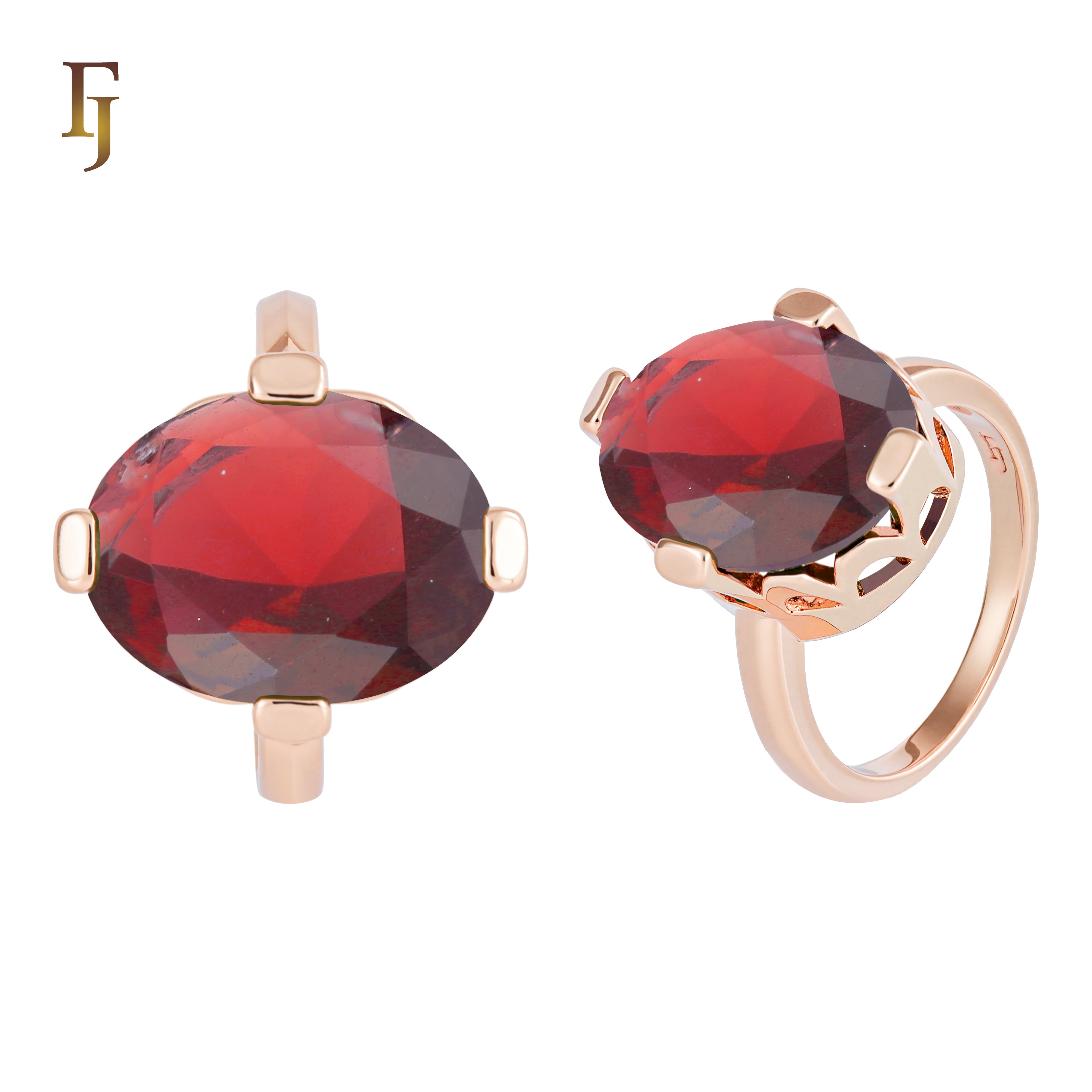 Anillos solitarios de oro rosa con piedras grandes gigantes