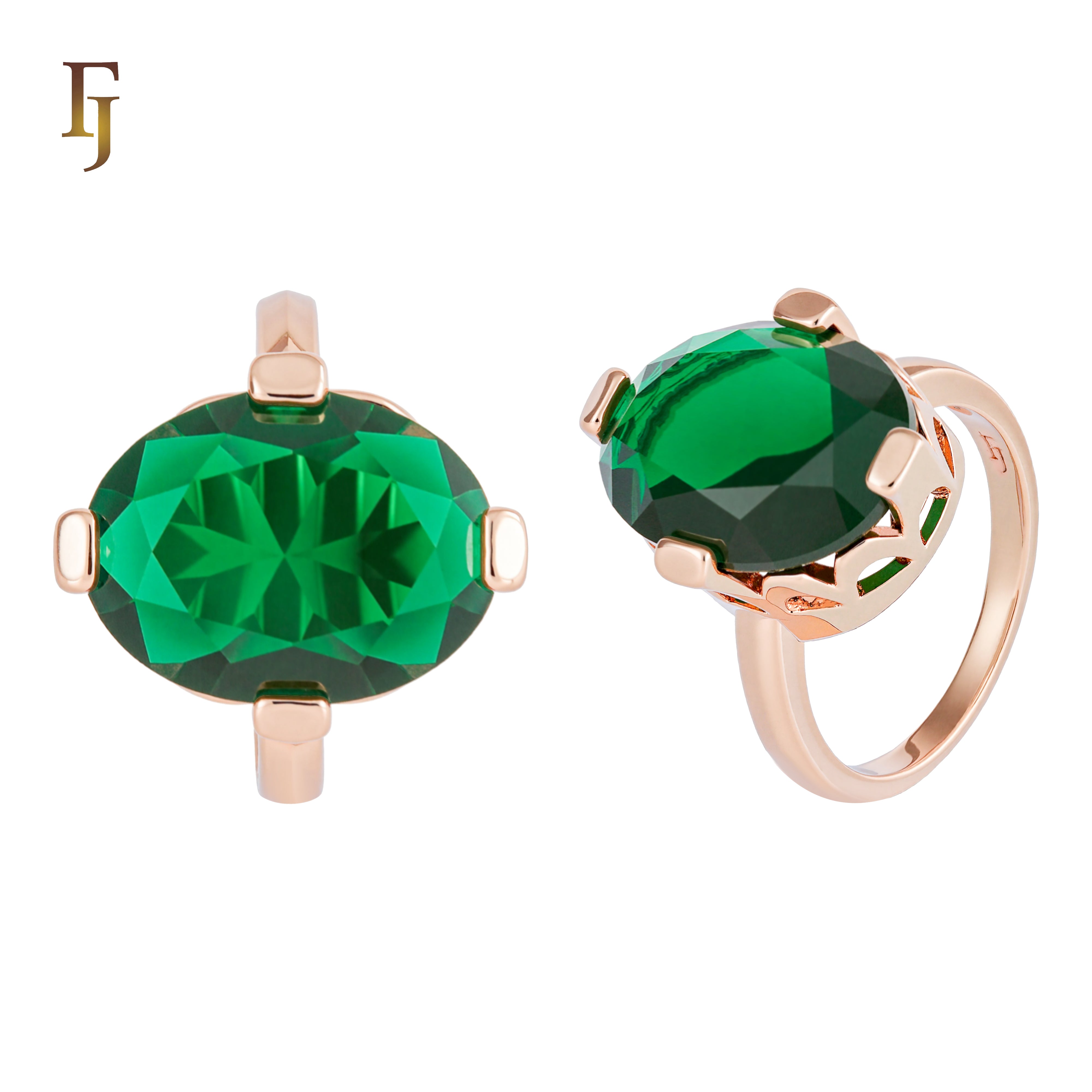 Anillos solitarios de oro rosa con piedras grandes gigantes