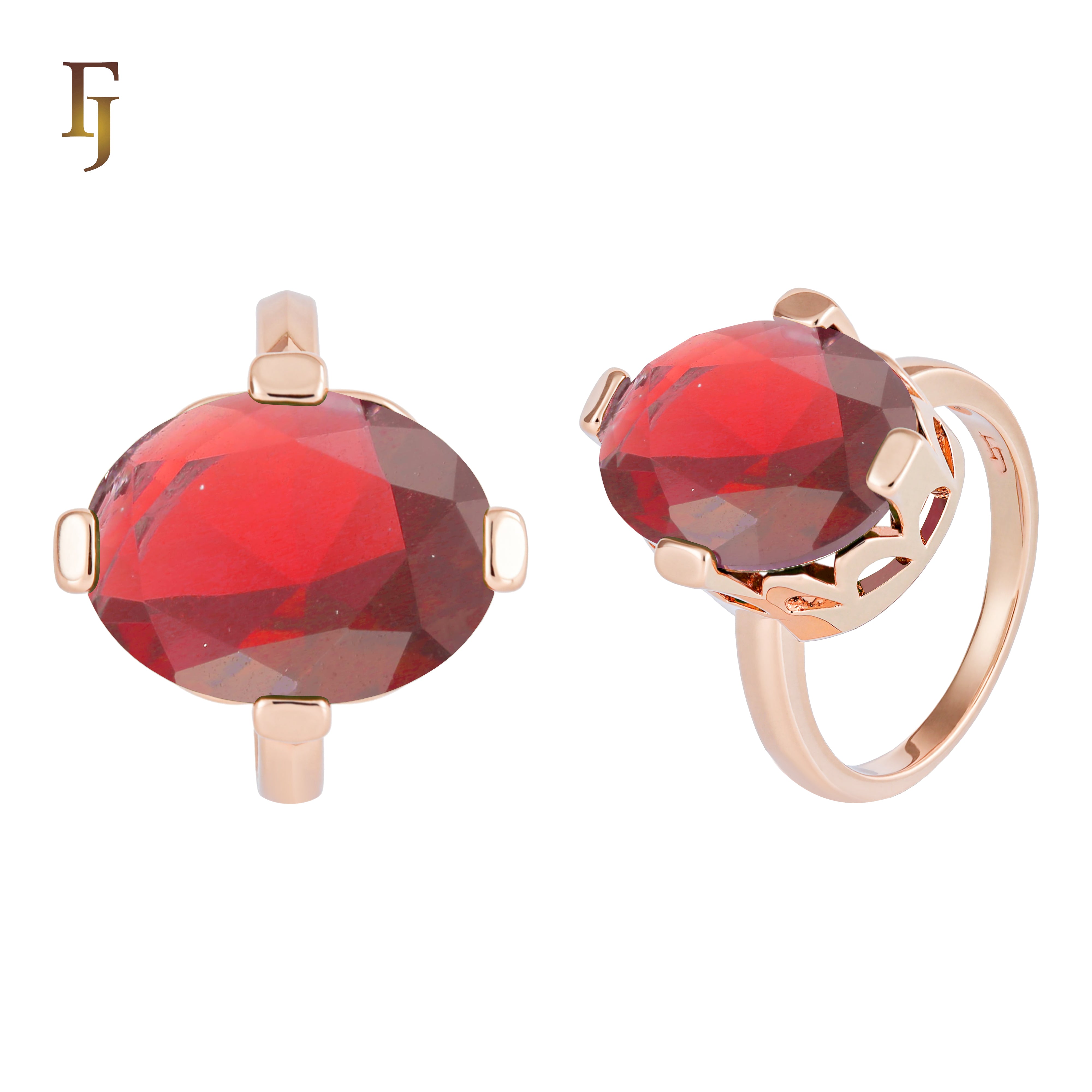 Anillos solitarios de oro rosa con piedras grandes gigantes
