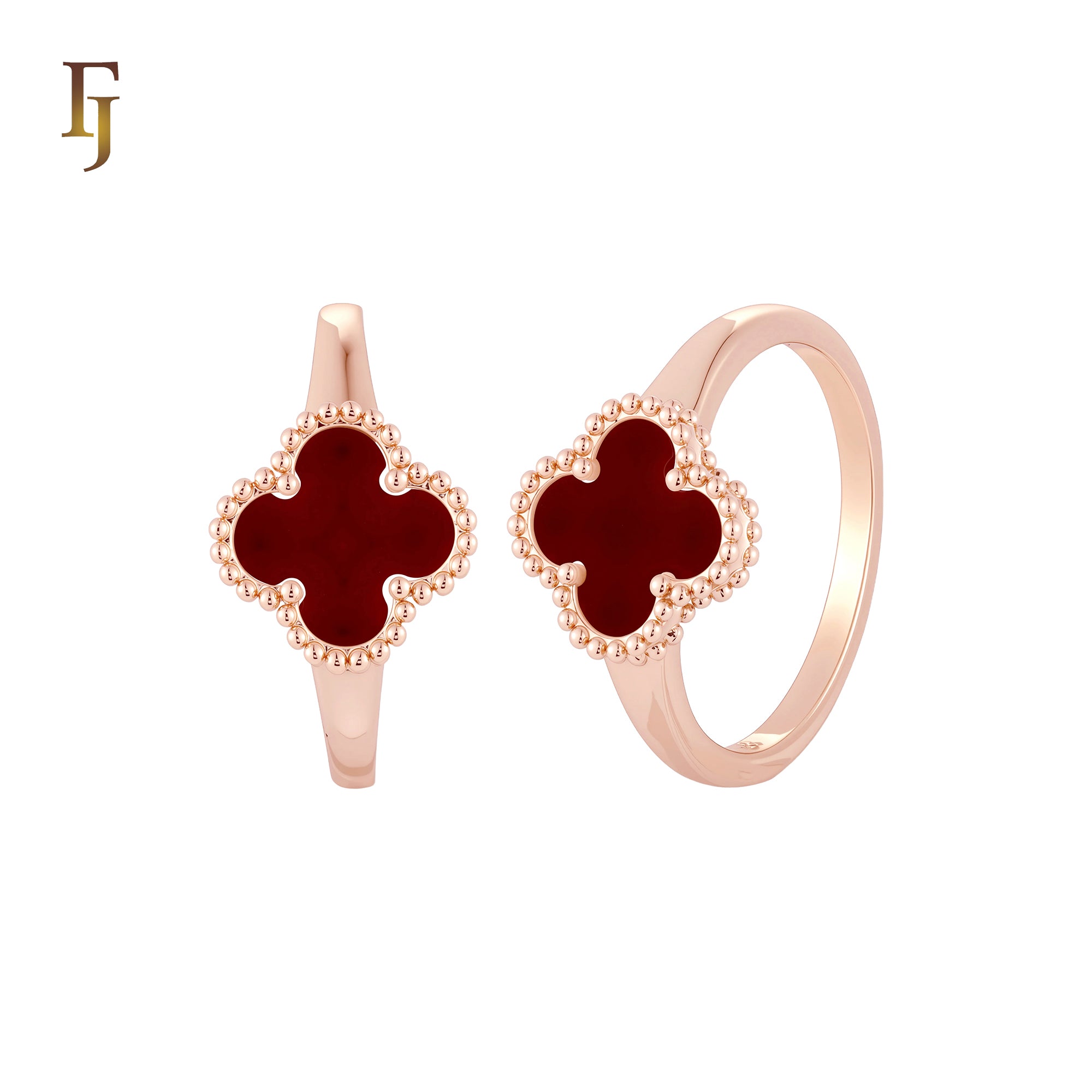🔥 Minimalism Elegant Black or white Clover design Rose Gold  Fashion Rings