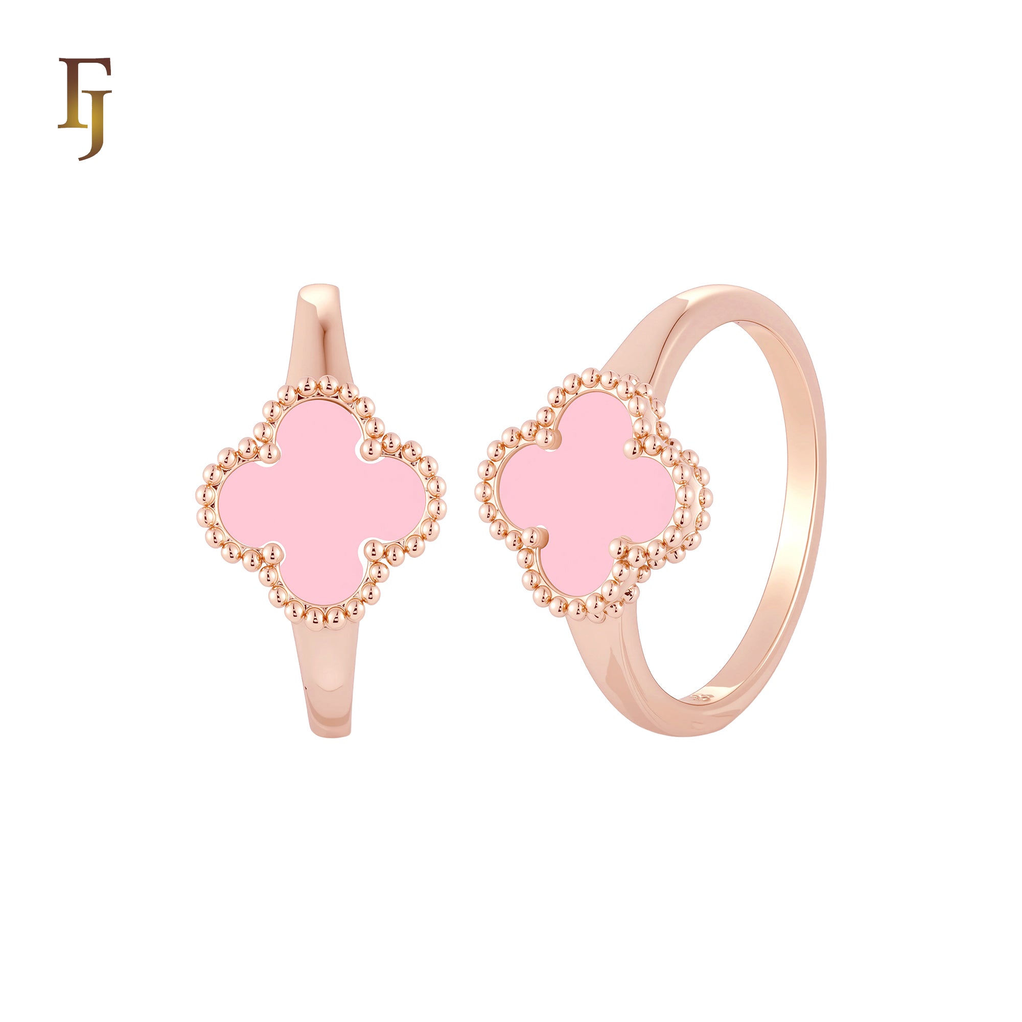 🔥 Minimalism Elegant Black or white Clover design Rose Gold  Fashion Rings